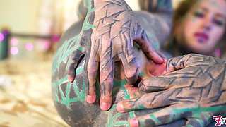 Tattoo Girl Masturbating, Fingering Her Pussy and Ass