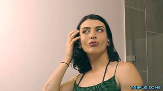 Hot shemale dildo with cum swallow