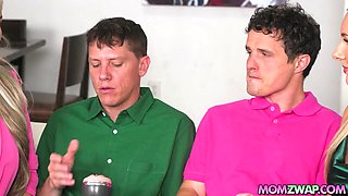 Stepmoms helps Rion and Robby release their jizz