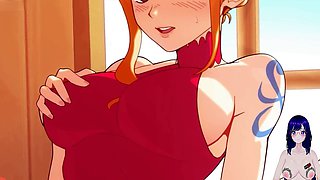 Nami from One Piece gets ready for some hardcore action on the ship