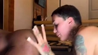 Big cock brunette MILF sucks a big cock POV