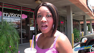 Sexy ebony babe pickup in public a guy with big cock and gets fucked hard