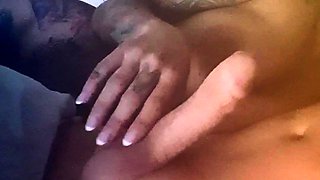 Close up amateur handjob with footjob