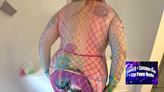 Savanna Star Double Shower Solo: Rave Fantasy Pussy Play & Toe Tease