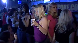 Sexy chicks dancing flashing and sucking dick in a club