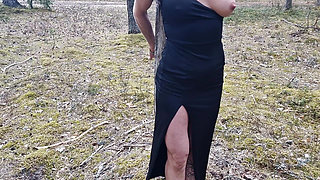 Handcuffed Milf On The Tree In Public Forest And Fucking Her Hard