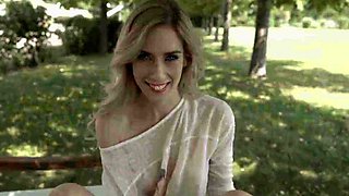 Blonde Bombshell Nesty Delivers Steamy Outdoor Footjob in