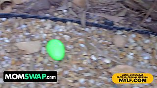 Step moms Sydney Paige and Sandy Love flash their step sons the cougar type of easter eggs - momswap