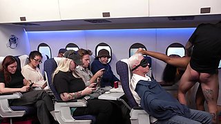 Dark-skinned slut with natural boobs gets banged on the plane