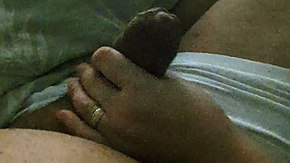 Step mom sneaking into Indian step son room and handjob his dick in the dark