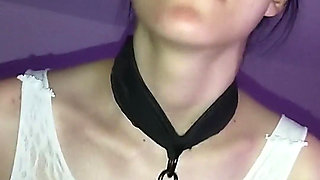 Hot 18 Girl From Poland Doing Blow Job with Butt Plug Sexy Bodystocking Lingerie and Bondage