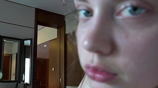 Sweet amateur teen GF jerking dick 2