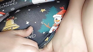 Naughty for Christmas milf finger fucks fat wet pussy