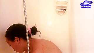 Take a bath with your Latin Asian lover, armpit fetish, shave and play with a hot wet dildo