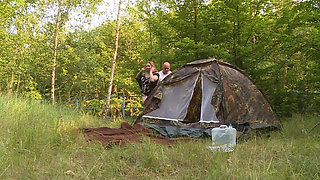 Hot and pretty brunette does boobjob and fucks outdoor