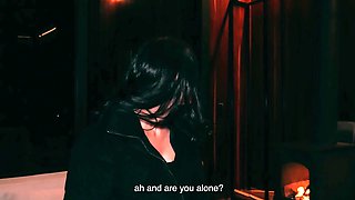 Beautiful brunette begs to fuck her after date night