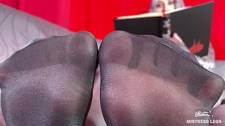 My Feet in Opaque Gray Pantyhose Teasing You Part-1