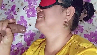 Wife Blowing with Eye Mask