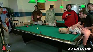 Busty sub bound and exposed in public