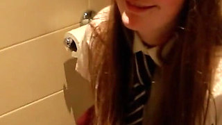 Student Taking A Piss on the Toilet