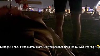 Delivery Girl Shocked by Huge Cock Flash - Grabs It for a Handjob!