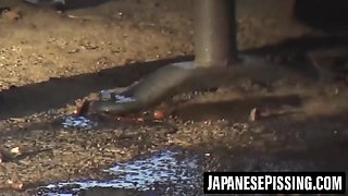Japanese babes get wet and wild with pissing in public