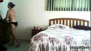 spying on stepmom as she lotions her pussy