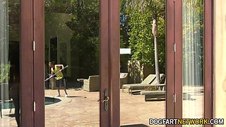 Mocha Menage Makes Her Move on a Man by the Pool