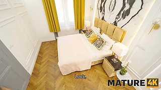 Watch these mature babes in stockings get naughty in a hotel room