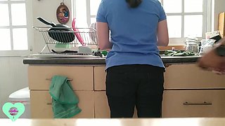 Insane, first-timer damsel is getting banged from the back in the kitchen and lovin’ it