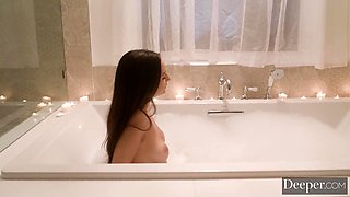 Skinny babe takes a shower and then gets fucked hard right there