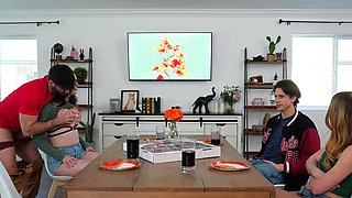 Pizza and games for crazy swap family