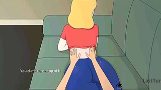 Morty gets an assjob from Beth on the sofa - Rick & Morty Cartoon
