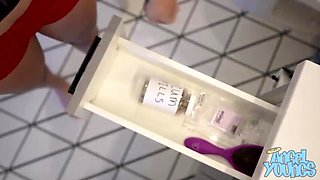 Cami Strella & Angel Youngs Fuck Stepbrother's Huge Cock Rough Doggystyle & Riding