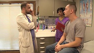 Ebony nurse Jasmine Barnes gets her pussy fucked by a hung dude