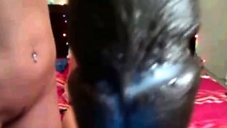 Two Brunettes, One Black Strapon