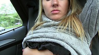 Blonde babe with medium tits gets money for her services