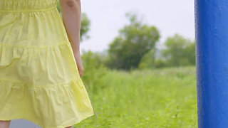 128 Subtle Outdoor Flirting with Passing Drivers at a Bus Stop. Do You Like My Legs? 60fps