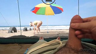 Almost Caught Fucking Stranger On Beach - Risky Public Sex With Big Ass Milf