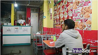 Mature White Waitress Fucks Black Guy For Not Paying For Her Food