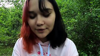 Busty Teen Babe Performs in the Woods