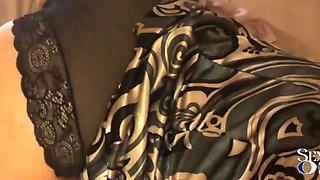 1584 - Clothed Colored Satin Dress, French Amateur Slut, Fuck, Black Ripped Thong, Doggystyle, Deepthroat, Ass to Mouth, Sextoys