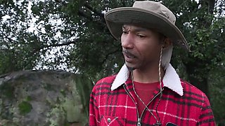 Redhead hiking slut Madison Morgan gets hot on a BBC