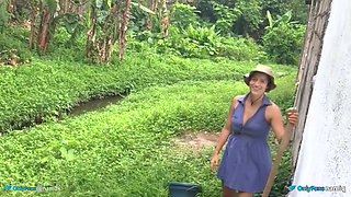 He fucks my peasant neighbor who is planting flowers.