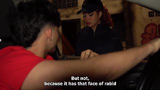 Fuck the police: young outlaw fills redhead cop with his hefty cock