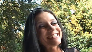 Hot babe rides on a monster cock on the red sofa to a cumshot