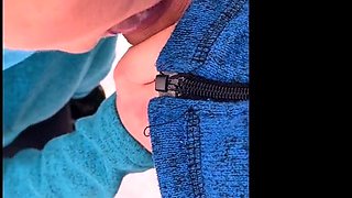 Public Blowjob on a Walking Trail with a Busty Amateur Teen