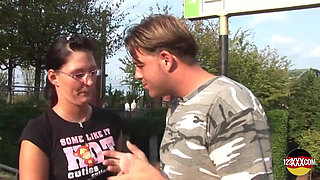 Brunette Gets Warm Semen All Over Her Glasses