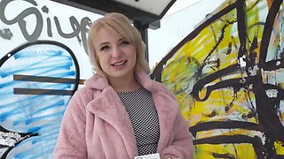 Public Agent Short hair blonde amateur teen with soft natural body picked up as bus stop