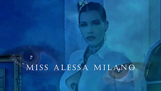 Miss Alessa Milano Femdom Cum Feeding Blowjob Training by German Mistress in Latex Dress